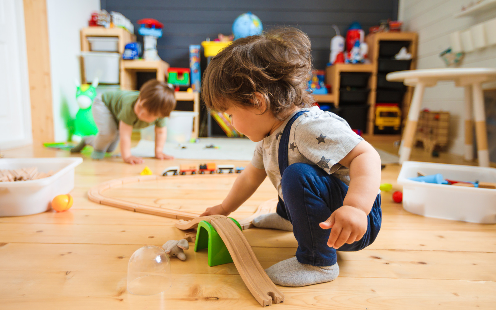 Toddlers playing in childcare center